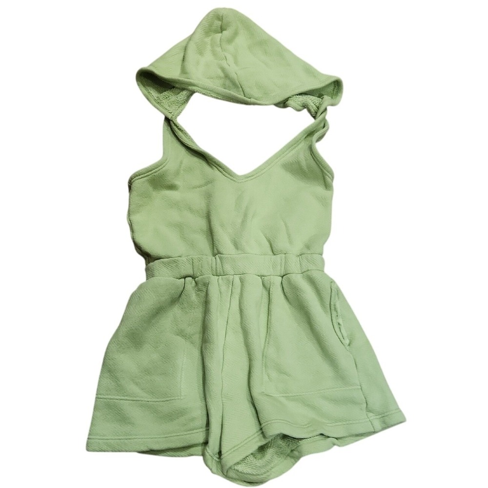 Free People FP Beach Free Oliver Terry Romper Boho Sporty Hoodie Green Medium